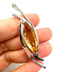 Citrine Necklace for Abundance Silver Crystal Necklace Gift for Her Manifestation Jewelry Self Care Gift Citrine Pendant for Wome#2156