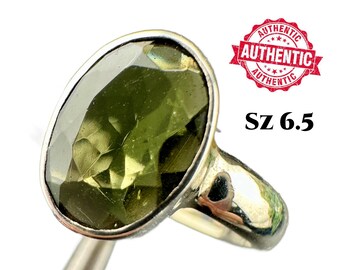 モルダバイトクリスタルリング（スターリングシルバー製）サイズ6.5