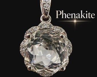 Phenakite Merkaba Necklace Sterling Silver Sacred Geometry Pendant Authentic Rare Crystal Jewelry #874