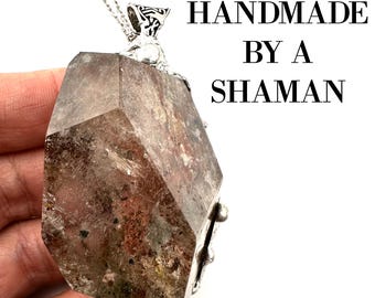 SHAMANIC DREAM QUARTZ Crystal Necklace Handmade Jewelry By A Shaman, Statement Jewelry, Women/Men&#39;s Necklace Support Jewelry, Lodolite #602