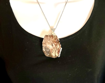 Shamanic Dream Quartz Necklace XL Statement Pendant | Sámi Noaidi Blessed Lodolite for Ancestral Healing & Visionary Journeys  #602