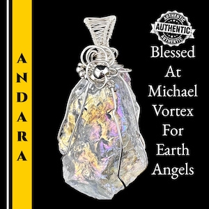 Andara Crystal Necklace Angel Andara from Mt Shasta Archangel Portal Silver Pendant Encoded Jewelry Divine Connection Light Activation #92
