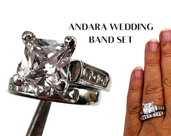 Andra Ring Set. Wedding Bands, Engagement Ring In Bonded Silver. Holy Spirit Andara, Gift for Her AUTHENTIC ANDARA #1280