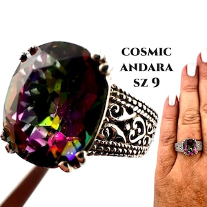 Andara Crystal Ring Silver Ring, Jewelry Cosmic Andara For Starseeds. Sz 9 Authentic Andara For Self Care, Gift for Her Spiritual Gift #1849