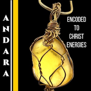 Andara Crystal Necklace Authentic Handmade Jewelry Encoded to Christ Consciousness Gold Necklace Spiritual Pendant Gift for Her #1230