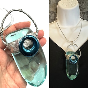 Andara Crystal Necklace With Hematite for Starseeds, Arcturian Activation Pendant, Spiritual Self Care Tool, Encoded Energy Jewelry WD