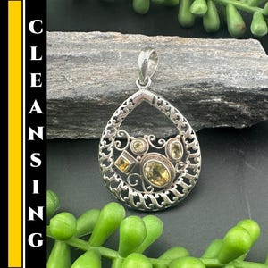 Citrine Crystal Pendant in Sterling Silver Spiritual Gift for Her Healing Crystal Necklace For Women, Manifestation/Cleansing #2228