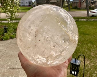 Clear Quartz Crystal Ball 10 LB, Professional Scrying Sphere, Mediumship And Divination Tool, Shadow Work Altar Crystal  #379