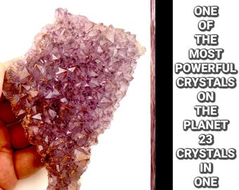 Auralite Crystal 23 Crystals In One. 290 Gr. Thunder Bay Amethyst, Red Capped. Spiritual GIft #278