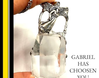 Bergkristal engel ketting aartsengel gabriël hanger kwartskristal engel spirituele sieraden uniek