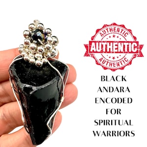 Andara Necklace Black Authentic Silver Necklace Spiritual Warrior Jewelry Handmade Rare Crystal Necklace Gift for Her Him #3057