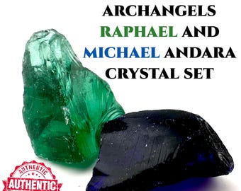 マウントシャスタ産のアンダラクリスタルセット。本物のブルーと