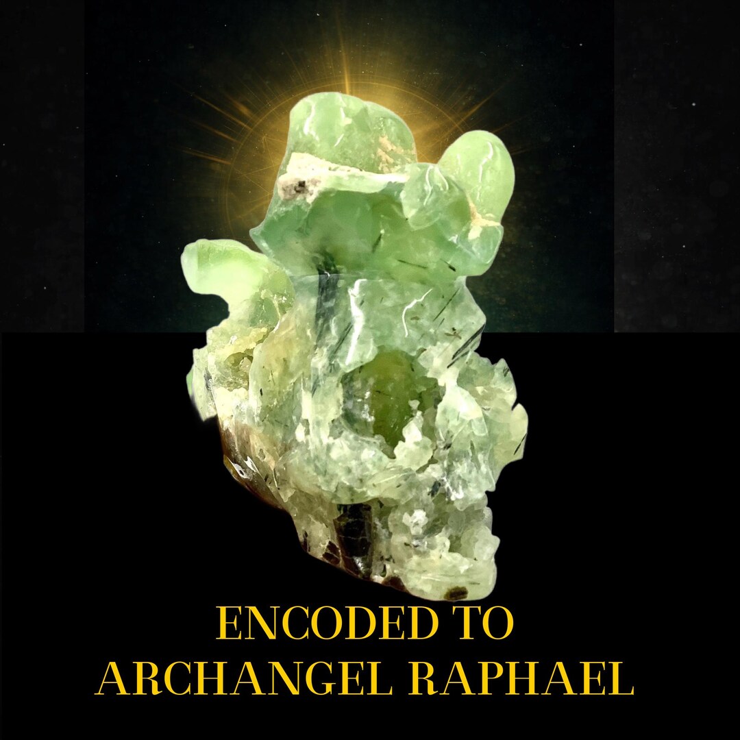 Crystal Raphael Prehnite Crystal Skull With Black Tourmaline Druzy Skull Archangel ...