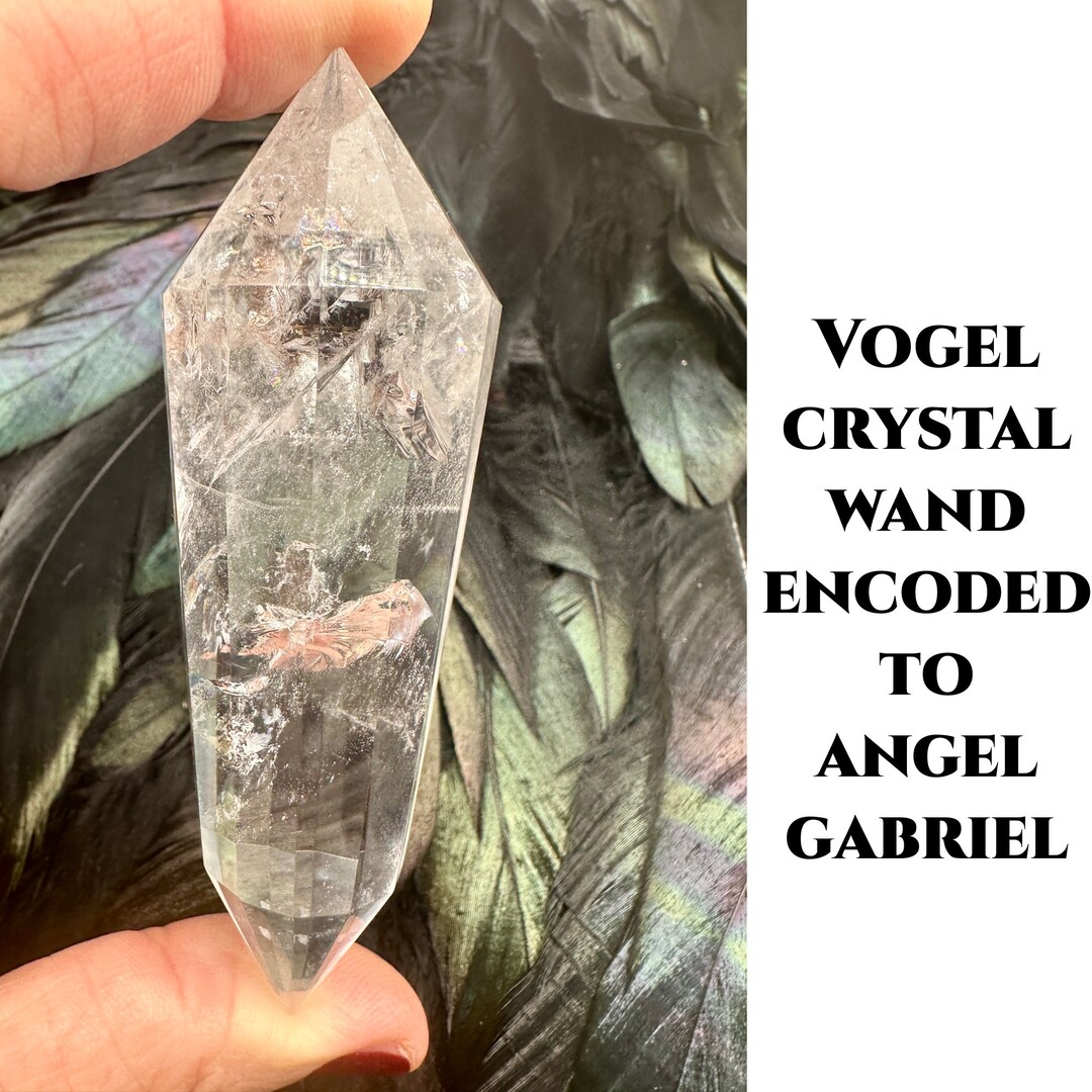 Clear Quartz Crystal Vogel Wand Encoded to Archangel GABRIEL for Self