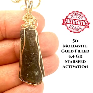 MOLDAVIT KRISTALL KETTE 14K Gold Fill. Goldkette Echte Moldavit 5.4 Gramm Sternensamen-Anhänger Halskette, spirituelles Geschenk #1179
