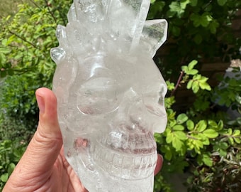 Clear Quartz Crystal Skull Over 800g With Natural Crystal Crown | Akashic Wisdom, Spirit Guides & Soul Remembrance #518