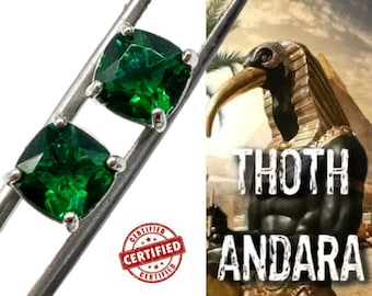 Andara Crystal Earrings Silver Studs | Green Crystal Jewelry Encoded to Thoth, God of Magic, Spiritual Gift for Her Minimalist Earrings 1424