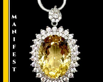 CITRINE Crystal NECKLACE Encoded to Ra By An Egyptian Priestess. God of Manifestation Silver Necklace Statement Necklace Gift for Her #420