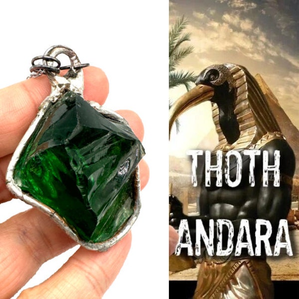 Andara Necklace Encoded to THOTH God of the Magic, Wisdom. Green ANDARA Authentic Andara. Handmade Jewelry, Gift for Her. Gift for Him #2348