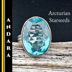 Andara Crystal Ring for Arcturian Starseeds, Authentic Mt Shasta Andara Silver Ring for Spiritual Healing and Self Care #615