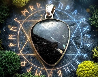 Nuummite Pendant in 925 Silver From Greenland,  Ancient Earth Magic Sorcerer's Stone Talisman for Deep Shadow Work & Shamanic Rituals  #2050