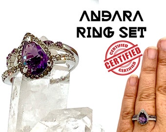 ANDARA RING Set. Blessed At Archangel Michael Vortex Encoded to St, Germain,/Violet Flame. Authentic Andara Promise Ring Gift for her  #186