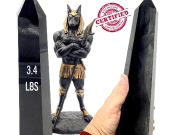 Black Andara Crystal Tower: Mt Shasta Authentic Anubis Encoded, 3.4 lbs