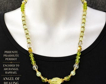 Prehnite Peridot Necklace: Archangel Raphael Healing Jewelry