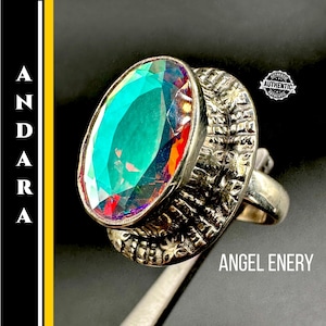 Anillo Andara de auténtica plata de ley, joya espiritual única, codificada en el vórtice del Arcángel Miguel n.° 468