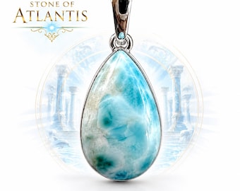 Larimar Pendant Encoded To Thoth The King of Atlantis Blessed By Egyptian High Priestess, Sterling Silver, Dominican Republic #448