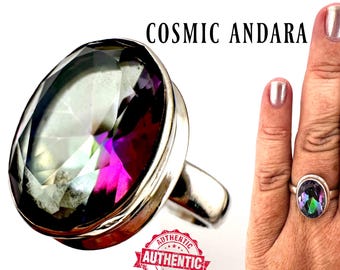 Andara Ring, Authentic Mt Shasta Andara Crystal Ring, Sterling Silver Ring, Starseed Jewelry, Metaphysical Jewelry #3025