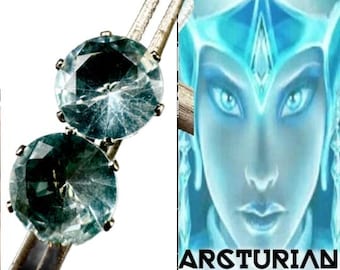 ANDARA CRYSTAL EARRINGS Encoded for Arcturian Starseeds Authentic Blue Andara Mt Shasta Silver Plated Metaphysical Crystal Gift for Her #367