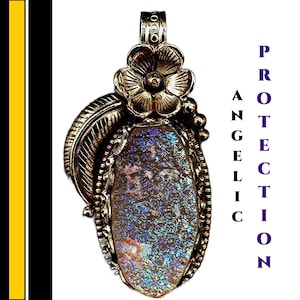 Angel Aura Crystal Necklace Encoded to ARCHANGEL GABRIEL  At Archangel Michael Vortex Tibetan Silver Necklace Handmade Jewelry #1870