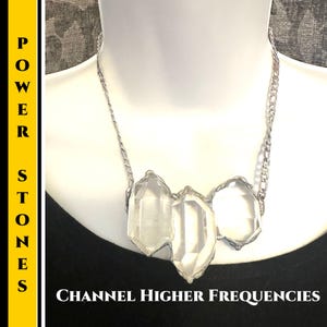 Quartz Necklace Triple Double Terminated Crystal Wand Energy Amplifier for Clarity, Manifestation, Spiritual Alignment, One of a Kind #WD4