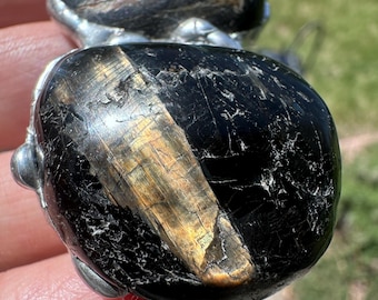 Nuummite Isua Necklace Sterling Silver Greenland Nuummite Pendant Psychic Protection Crystal, Advanced Rare Stones #1342