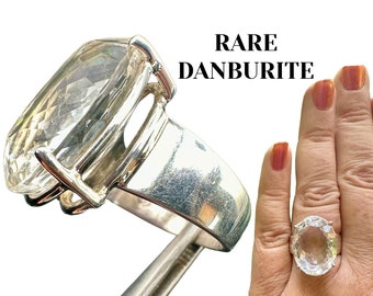 Danburite Crystal Ring Silver Ring Encoded To Angelic Realm Authentic Danburite Synergy 12 Crystal Statement Ring Gift For Her Jewelry #2359
