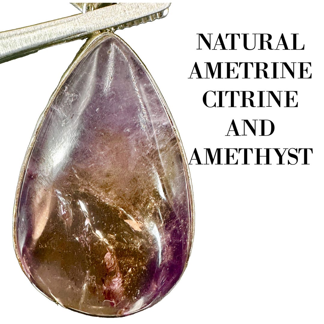 Ametrine Crystal Necklace NATURAL Ametrine Citrine/amethyst Silver