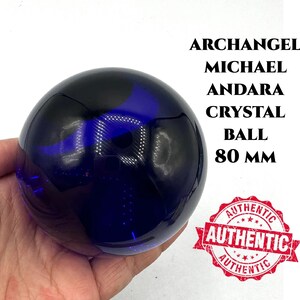 Andara Crystal Ball for Protection & Support • 80mm Blue Sphere Encoded to Archangel Michael at Vortex • Authentic Self Care Gift #552