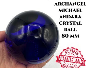 Andara-kristallen bol van Mt Shasta gecodeerd naar aartsengel Michaël. Authentieke blauwe Andara 80 mm#552