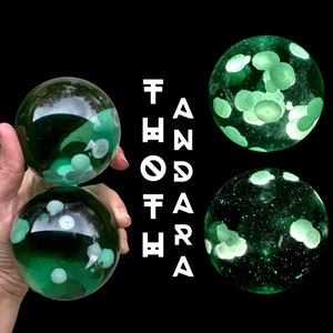 Authentic Green ANDARA Crystal Ball 80mm | Encoded to Thoth, God of Magik | Mt. Shasta Andara for Support, Self-Care & Spiritual Power #217D