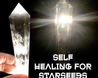 Clear Quartz Crystal Wand Encoded to AELAR, The Quartz Guardian High Grade. Self Support  Master Crystal Gift for Her/Him Self Care  #159D