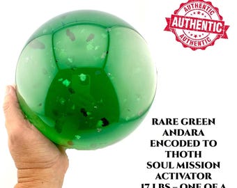 Andara-kristallen bol 17 pond groene bol Authentieke grote Andara gezegend tijdens ceremonie ter ere van Thoth spiritueel ontwaken en licht werktuig #254