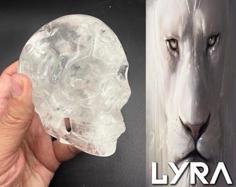 Quartz Crystal Skull High Quality Polished Gemstone with Rainbows Encoded for Lyra Starseeds 730 Gr. #506