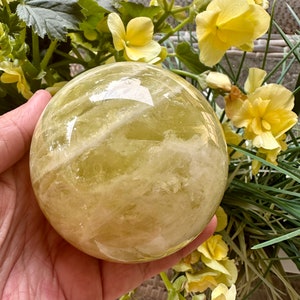 Citrine Crystal Ball 80mm 1.6 lbs – Sorceress Enchanted Altar Crystal Sphere, Solar Plexus Crystal, Witchcraft Ritual Decor#550