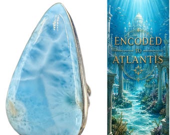 Larimar Ring Sterling Silver Size 8 Blue Larimar Ring Atlantis Jewelry Encoded to Thoth #955