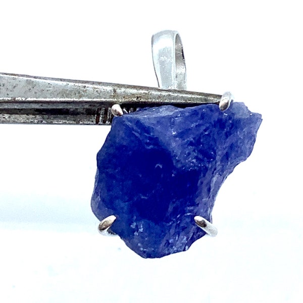 Tanzanite Pendant. Raw Crystal In Silver, Raw Crystal Necklace. Silver Necklace Gift for Her. Healing Crystals, Self Care Gift. Reiki #629