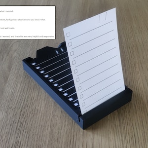 Blocco note 3x5 Schede indice / Organizzatore stampato in 3D / Porta note minimalista / Accessori da scrivania / Scrivania moderna / Porta elenco cose da fare