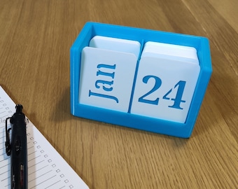 Desk Calendar Blue Office & Home Gift Colourful Customisable Calendar