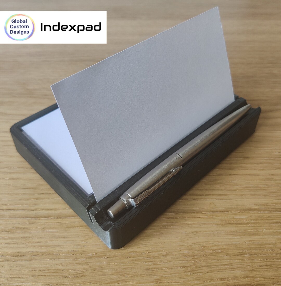 Note Pad & Pen Holder 3x5 Index Cards 3D Printed Organiser Minimalist