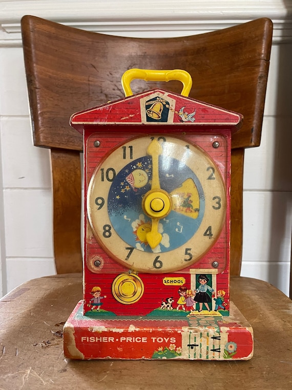 1968 Fisherprice Music Box Teaching Clock 998 Etsy
